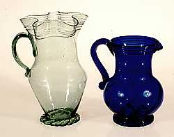 Green and blue pitchers, 1800-1840