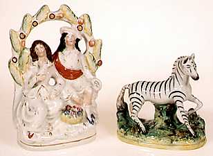 Arbor figurine and zebra ornament, 1850-1880