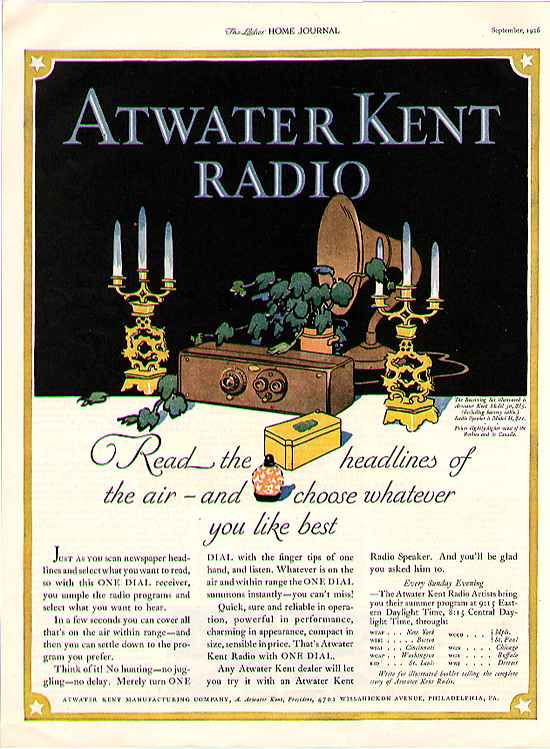 Ladies Journal Advertisement 21k Atwater Kent radio ad 1926