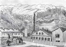 Drawing of Saint Louis Glass Factory, contemporary view