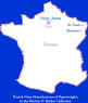 Map of France showing four famous glass factories