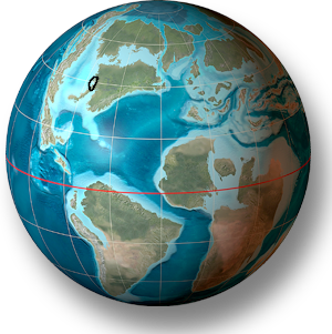 globe graphic showing location of Illinois during the Cretaceous