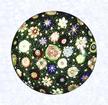Moss Carpet Ground MillefioriFranceClichy, circa 1845-55Diameter: 8 cm (3 1/8 inches)(702274)&quotMoss" carpet ground inset with spaced millefiori canes, including one large pink Clichy rose