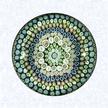 Magnum Millefiori with One Hundred SilhouettesFranceSaint Louis, circa 1845-55Diameter: 10.8 cm (4 1/4 inches)(702401)Magnum weight in close concentric millefiori pattern; nine concentric rings of millefiori canes in blue, pink, green, and white; incorporating over one hundred tiny silhouettes, including many portrait silhouettes