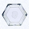 Engraved Albert Schweitzer WeightSwedenKosta Glass Works, 1962Diameter: 10.5 cm (4 1/8 inches) Height: 4.5 cm (1 3/4 inches)(745669)Hexagonal clear glass weight with tapered base; engraved portrait of Albert Schweitzer by Vicke Lindstrand on underside of base; 